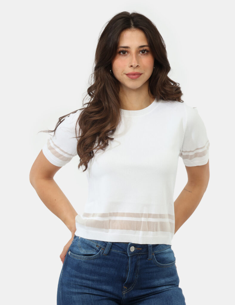 Abbigliamento donna scontato - Maglia Materica Bianca