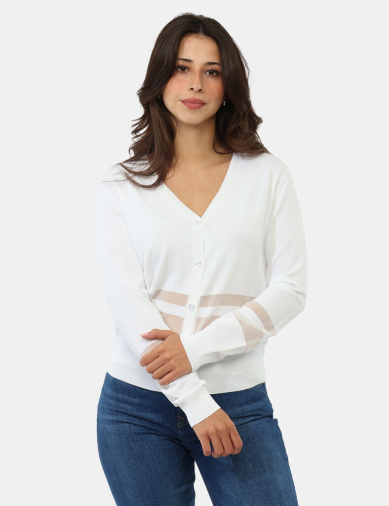 Abbigliamento donna scontato - Cardigan Materica Bianco