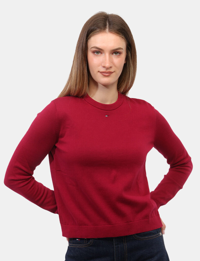 Maglia a manica lunga da donna - Maglia Tommy Hilfiger Bordeaux