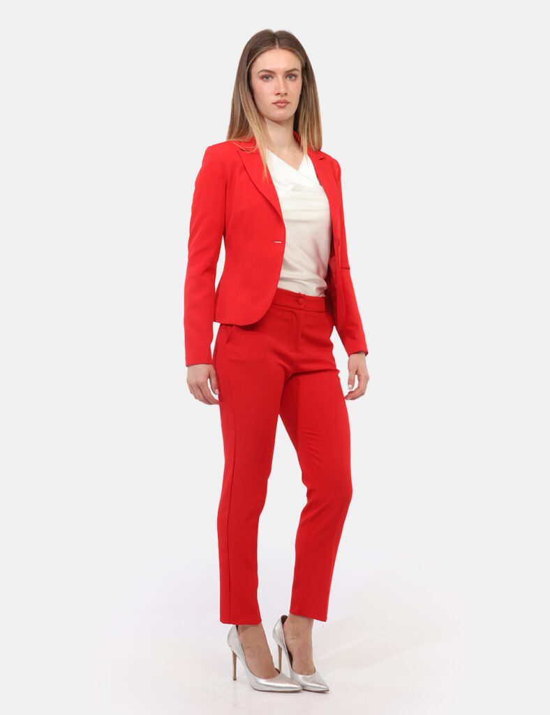Pantaloni eleganti da donna scontati - Tailleur Giacca Pantalone Rue De Clerie Rosso