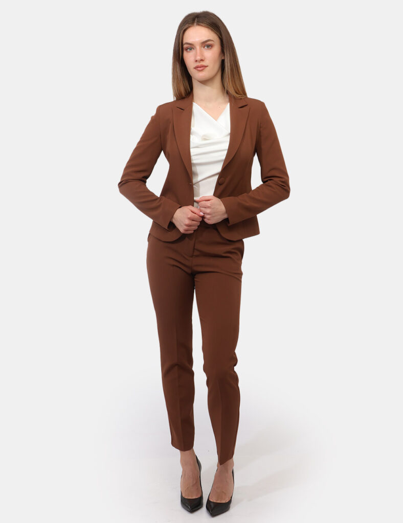 Pantaloni eleganti da donna scontati - Tailleur Giacca Pantalone Rue De Clerie Marrone
