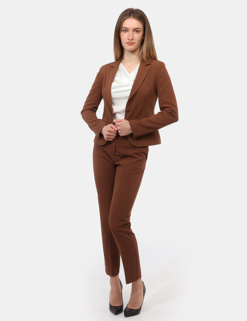 Pantaloni eleganti da donna scontati - Tailleur Giacca Pantalone Rue De Clerie Marrone