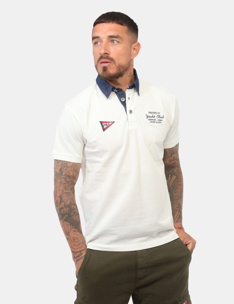 Polo Fred Mello Bianca - Polo FRED MELLO Bianca da uomo La Polo FRED MELLO Bianca è il capo perfetto per chi cerca uno stile