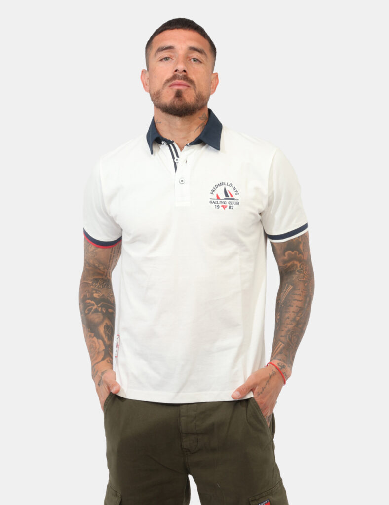 Polo Fred Mello Bianca - Polo FRED MELLO Bianca da uomo La Polo FRED MELLO Bianca è il capo perfetto per chi desidera uno st