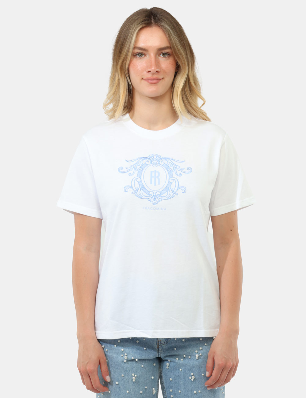 FR26ST3008J40001-OB_WHITE_PE26_6 T-shirt Fracomina Bianca - T-shirt FRACOMINA Bianca da donna Fresca, essenziale e sempre attuale, la T-shirt FRACOMINA Bianc