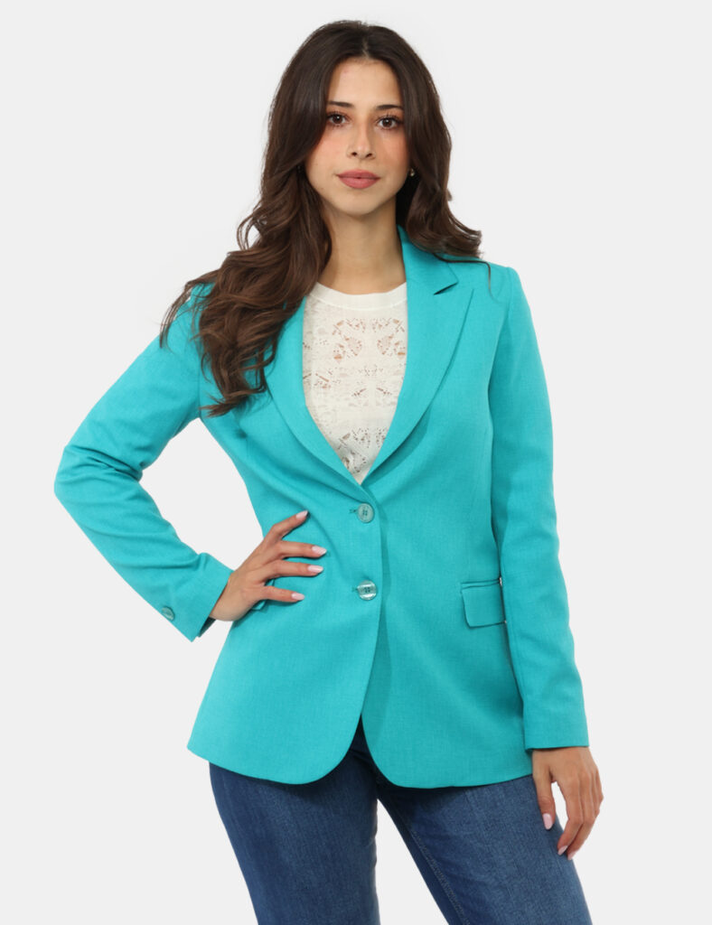 Abbigliamento donna scontato - Blazer Materica Azzurro