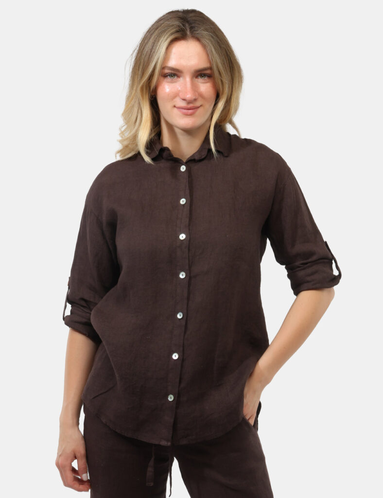 Camicia bluse elegante da donna scontata - Camicia Rue De Clerie Marrone