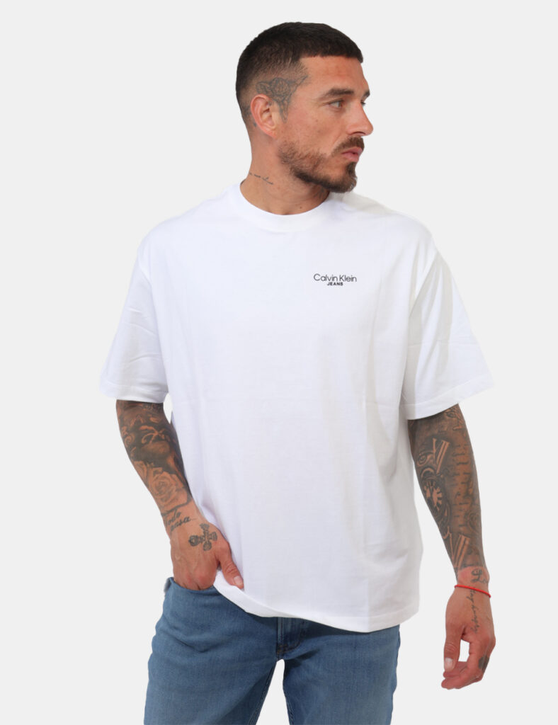 t-shirt in cotone uomo scontata - T-shirt Calvin Klein Bianca