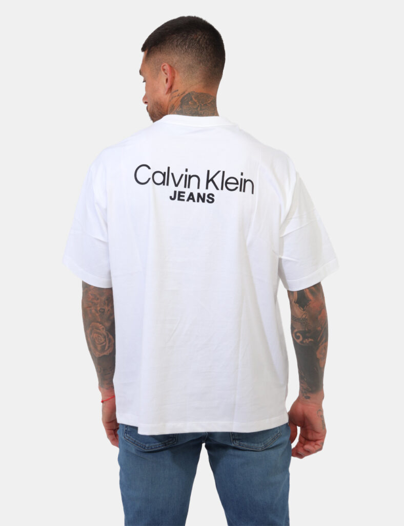 t-shirt in cotone uomo scontata - T-shirt Calvin Klein Bianca