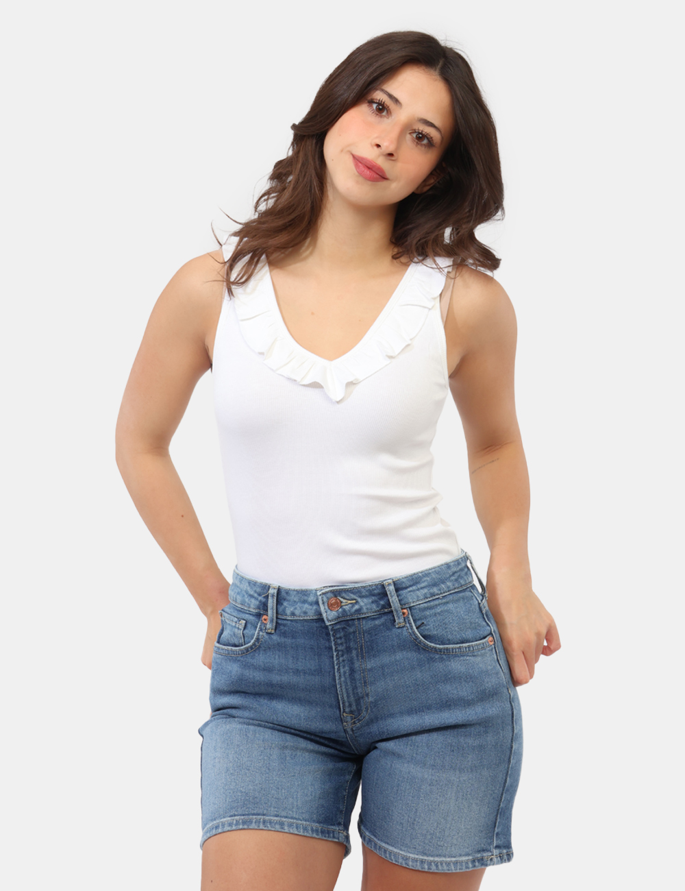 PL506050-OB_WHITE-P800_PE26_1 Top Pepe Jeans Bianco - Top PEPE JEANS Bianco da donna Il Top PEPE JEANS Bianco è un capo essenziale e raffinato, perfetto p