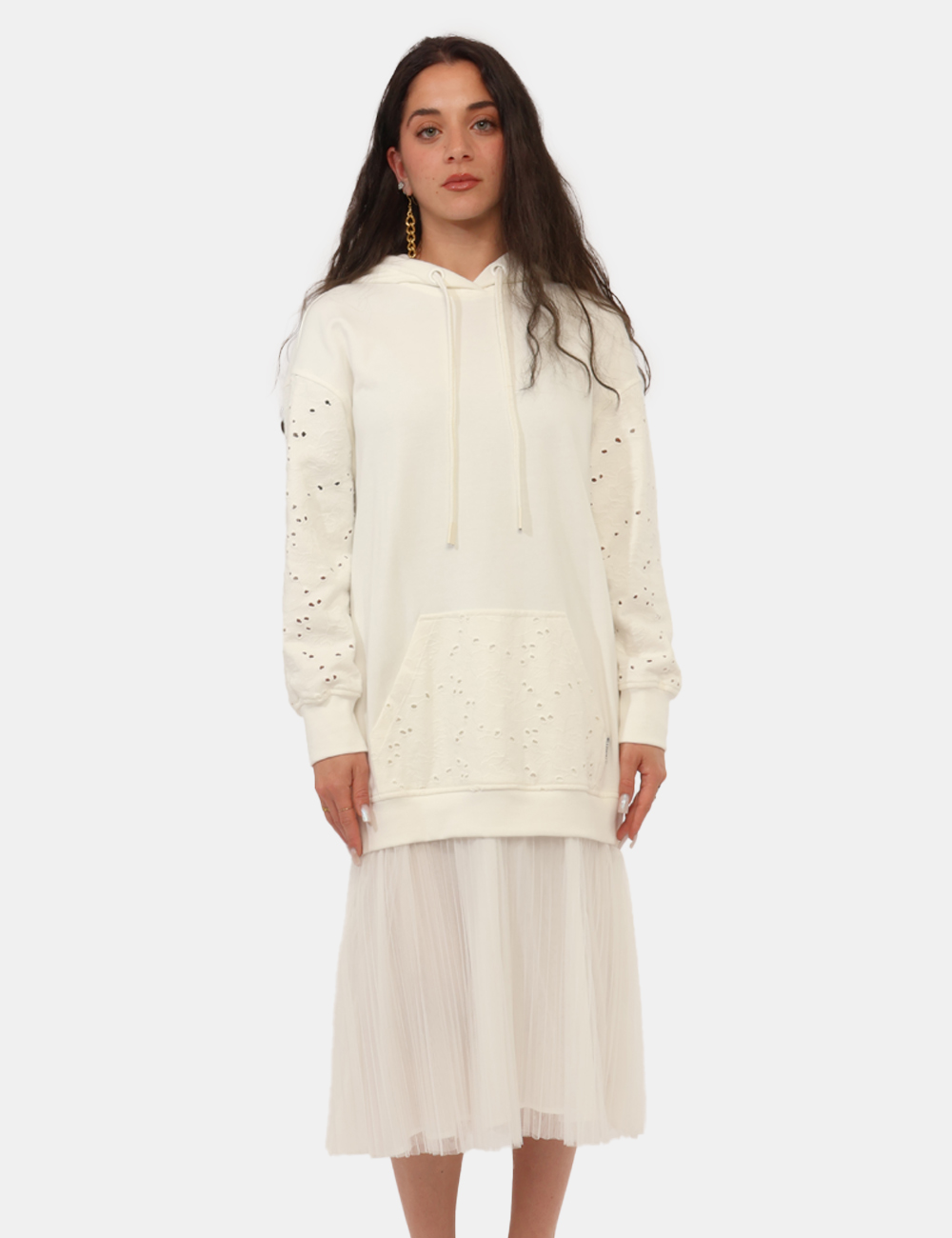 241LL-2JGG-SB_OFF-WHITE_PE26_8 Vestito Twin Set Bianco - Vestito TWIN SET Bianco da donna Originale, femminile e ricco di dettagli ricercati, questo Vestit