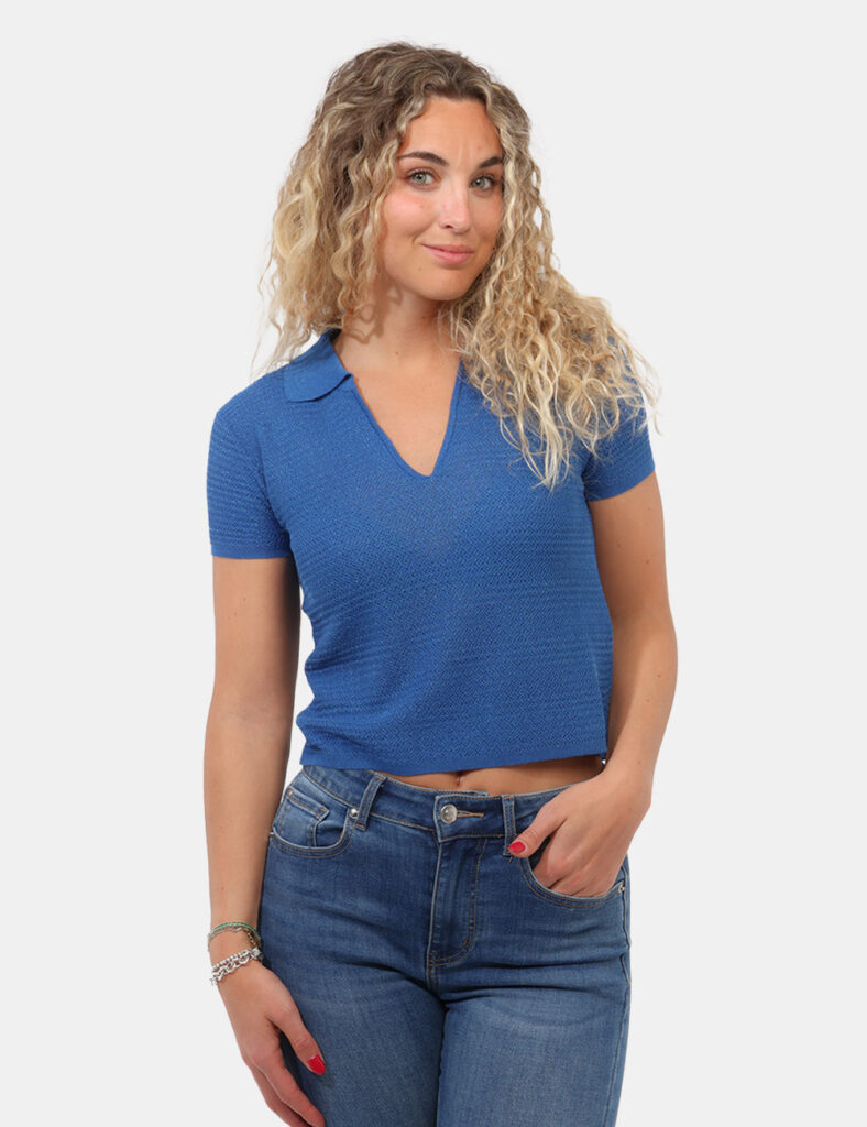 Abbigliamento donna scontato - Maglia Materica Blu