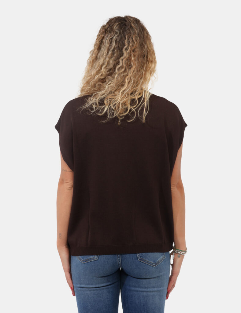 Abbigliamento donna scontato - Gilet Materica Marrone