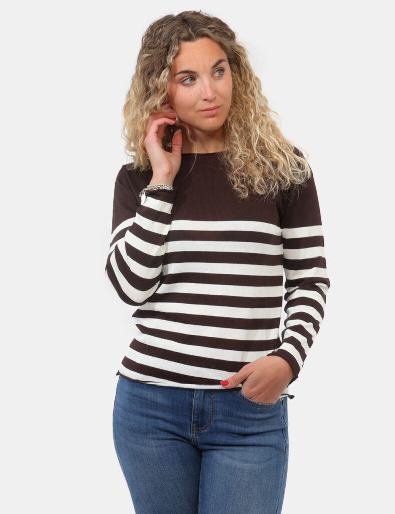 Abbigliamento donna scontato - Maglia Materica Marrone