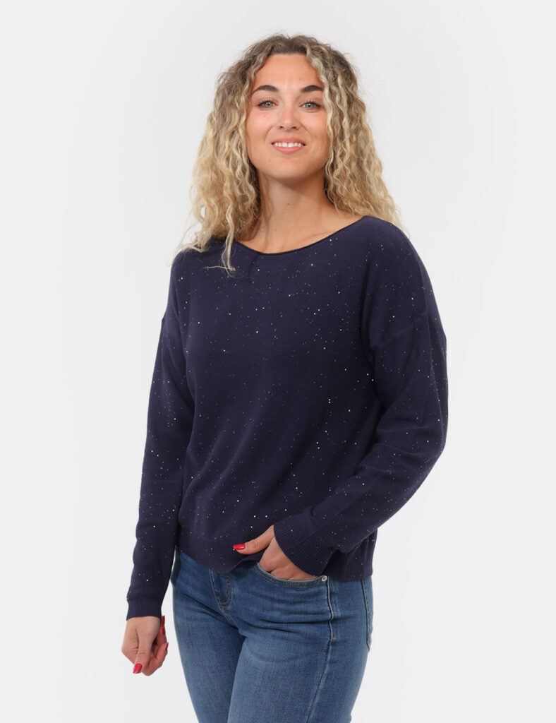 Abbigliamento donna scontato - Maglia Materica Blu