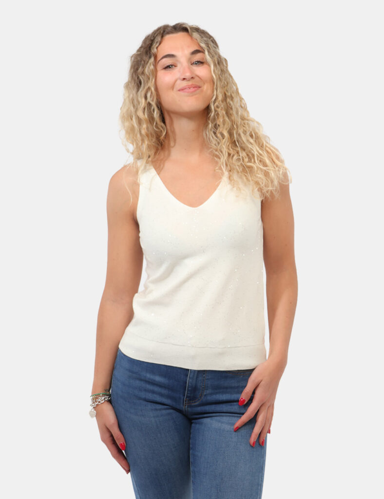 T-shirt da donna scontata - Top Materica Bianca