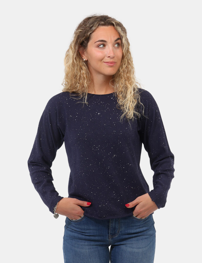 Abbigliamento donna scontato - Maglia Materica Blu