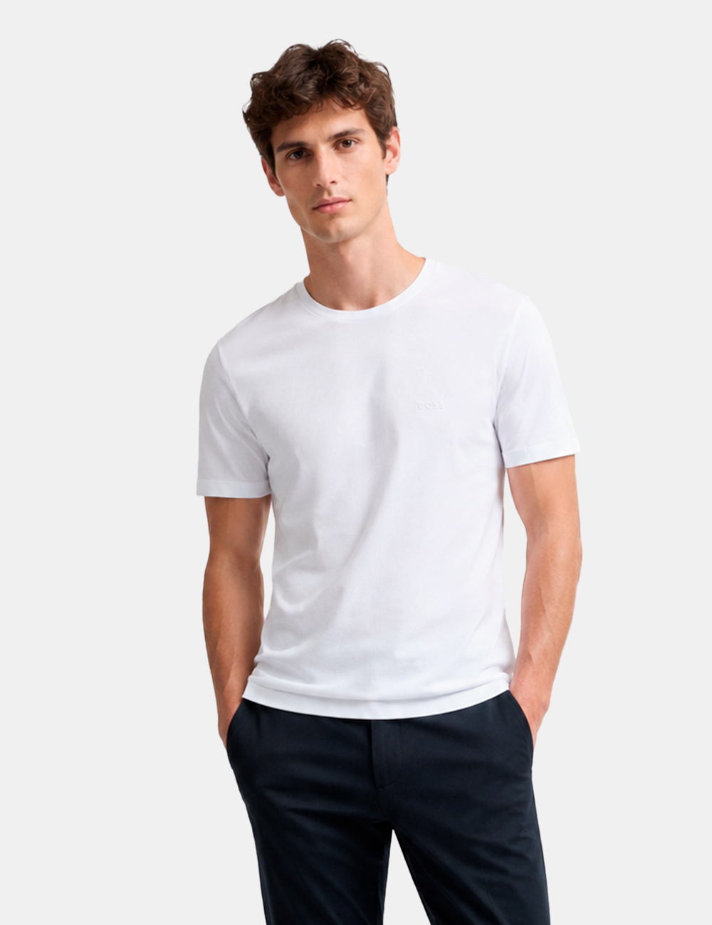 50475294-TSHIRTRN-2P-OB_WHITE_PE26_3 Pack 2 T-shirt Boss Bianche - Pack 2 T-shirt BOSS Bianche da uomo Essenziali, versatili e sempre attuali: il Pack 2 T-shirt