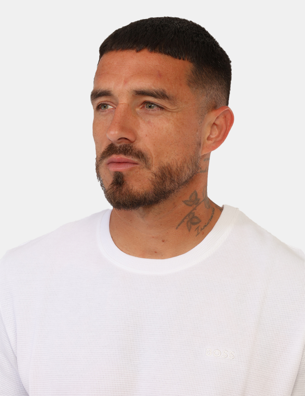 50535891-WAFFLE-T-SHIRT-OB_WHITE_PE26_3 T-shirt Boss Bianca - T-shirt BOSS Bianca da uomo Essenziale, moderna e perfetta per la stagione più calda: la T-shirt BOSS