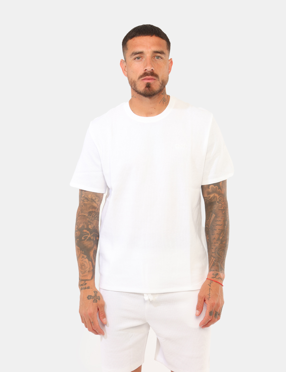 50535891-WAFFLE-T-SHIRT-OB_WHITE_PE26_6 T-shirt Boss Bianca - T-shirt BOSS Bianca da uomo Essenziale, moderna e perfetta per la stagione più calda: la T-shirt BOSS