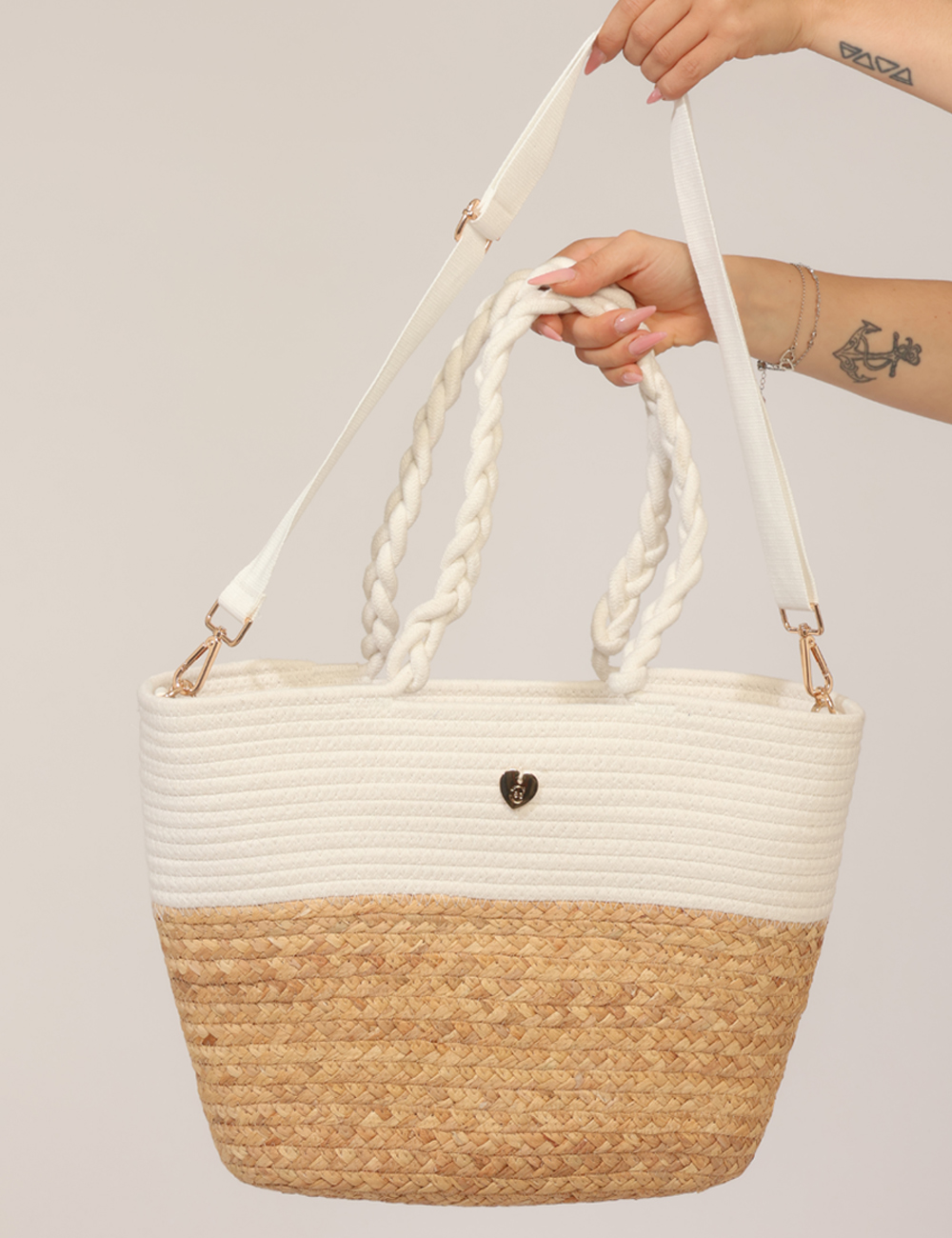 BP0303SP-OB_WHITE_PE26_5 Borsa Concept83 Bianca - Borsa CONCEPT83 bianca da donna con manici in corda La Borsa CONCEPT83 Bianca è l'accessorio perfet