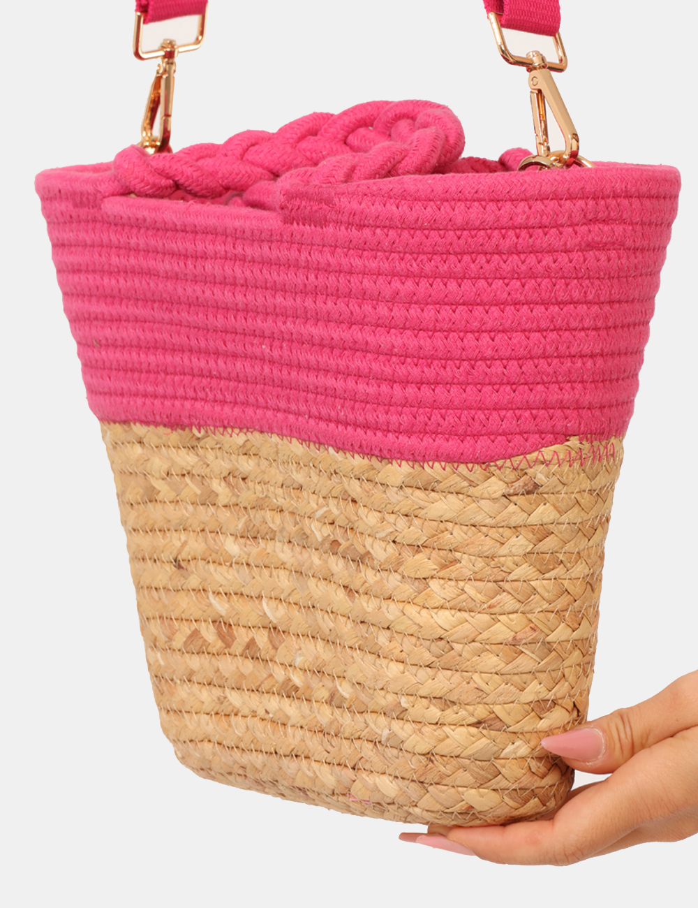 BP0304SP-OB_FUXIA_PE26_5 Borsa Concept83 Fucsia - Borsa CONCEPT83 fucsia da donna con manici in corda e tracolla La Borsa CONCEPT83 Fucsia è l'access