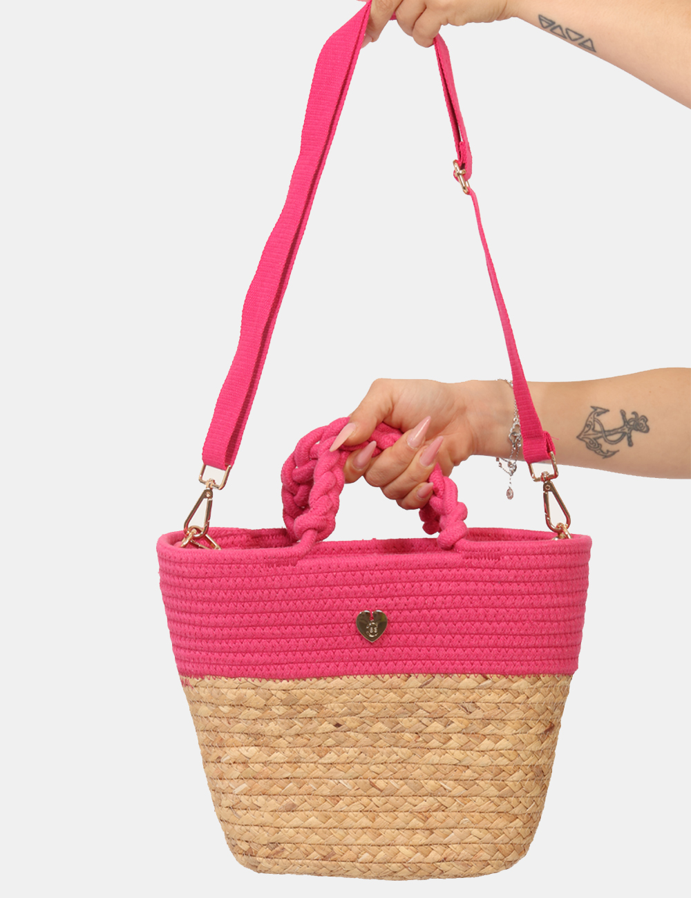 BP0304SP-OB_FUXIA_PE26_6 Borsa Concept83 Fucsia - Borsa CONCEPT83 fucsia da donna con manici in corda e tracolla La Borsa CONCEPT83 Fucsia è l'access