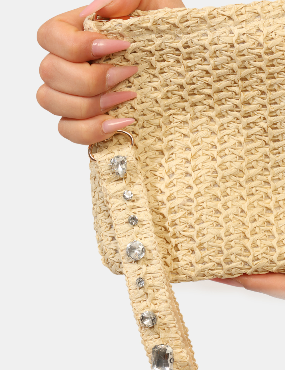 BP0352SP-OB_NATURAL_PE26_5 Pochette Concept83 Beige - Pochette CONCEPT83 beige da donna con polsiera strass La Pochette CONCEPT83 Beige è l'accessorio