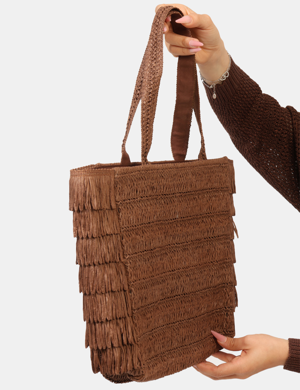 BP0364SP-OB_CHOCOLATE_PE26_3 Borsa Concept83 Marrone - Borsa CONCEPT83 marrone da donna con frange laterali La Borsa CONCEPT83 Marrone è l'accessorio per