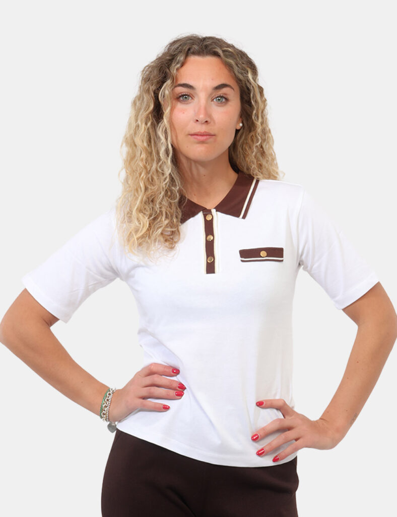 Abbigliamento donna scontato - Polo Materica Bianca