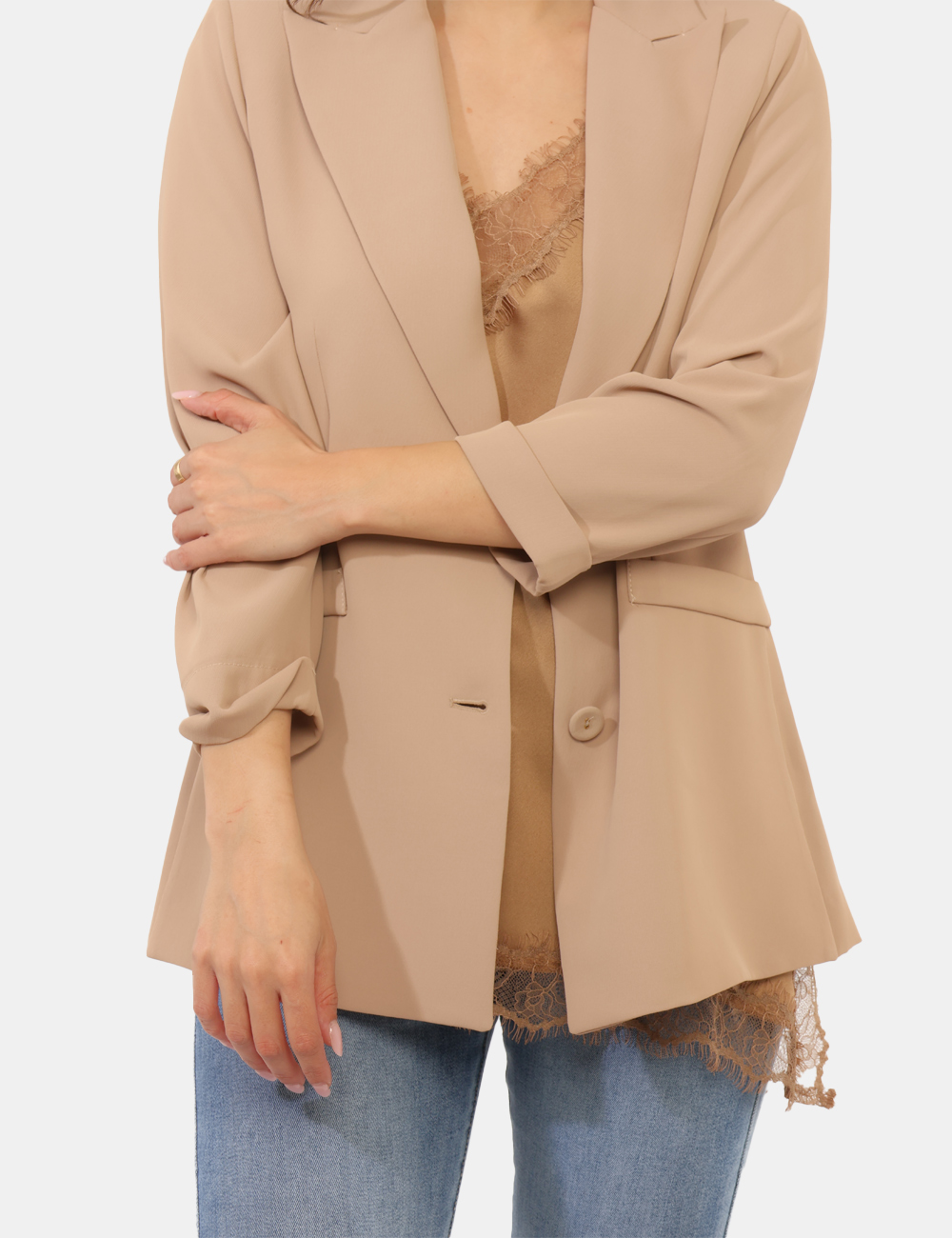 L24XBEARIANA-SB_BEIGE_PE26_3 Blazer Sandro Ferrone Beige - Blazer SANDRO FERRONE Beige da donna Leggero, elegante e versatile, questo Blazer SANDRO FERRO