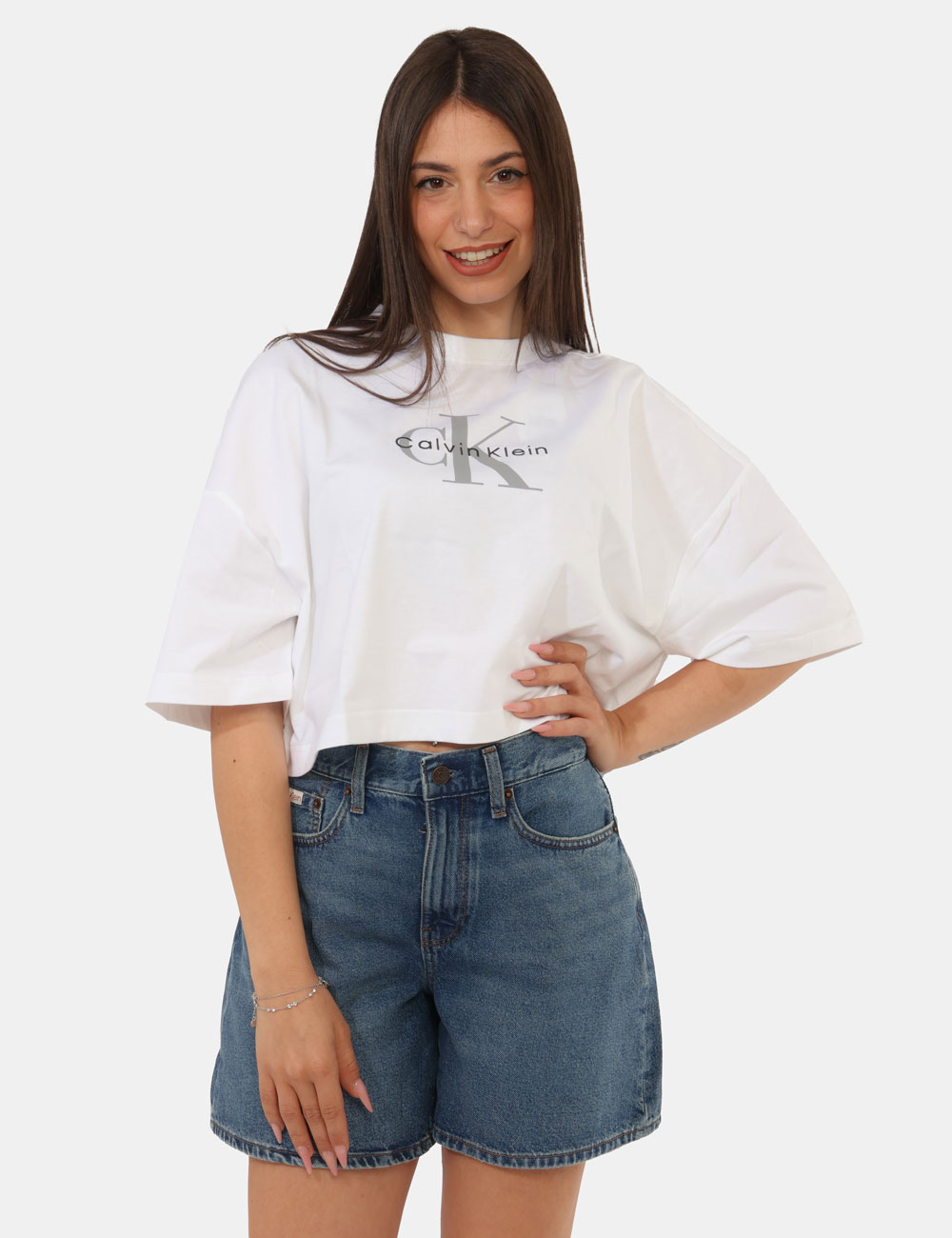 LV047F676G-OB_21R_PE26_1 Shorts Calvin Klein Blu - Shorts Calvin Klein blu da donna Comodi, versatili e perfetti per la stagione primavera estate, qu