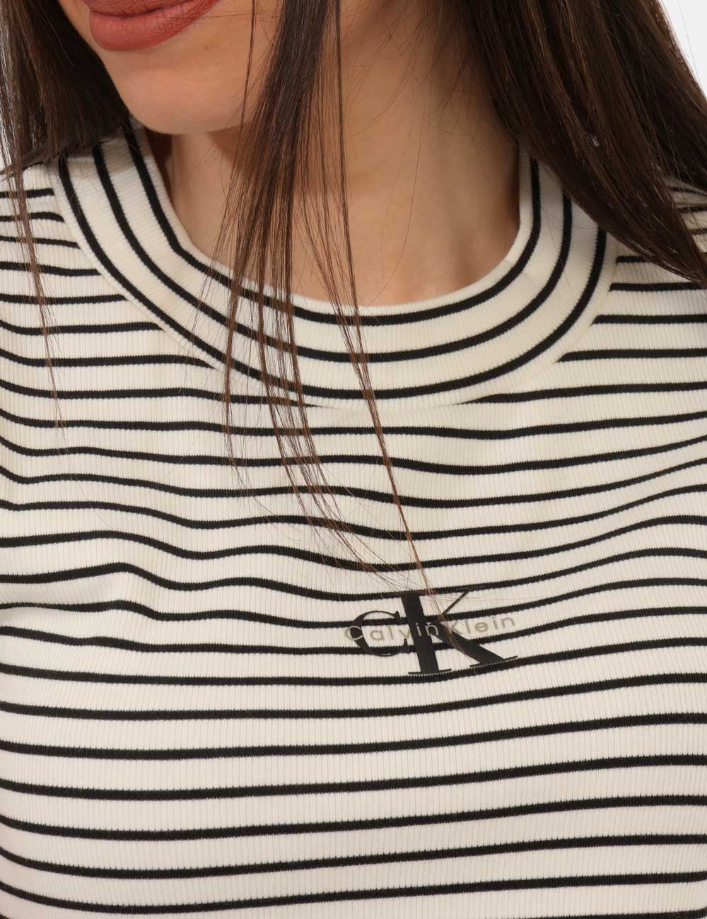 LV047F833G-OB_XDY_PE26_3 T-shirt Calvin Klein Bianca - T-shirt Calvin Klein bianca da donna Casual, moderna e perfetta per la stagione primavera esta