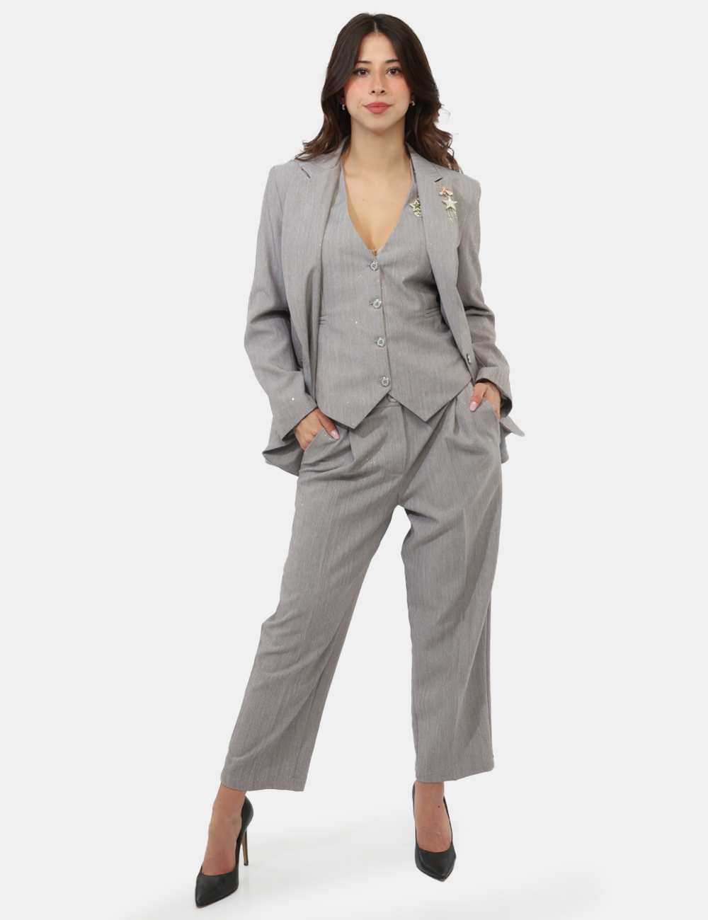 P2207T271-OB_TORTORA_PE26_1 Pantalone Rue De Clerie Grigio - Pantalone RUE DE CLERIE Grigio da donna Il pantalone RUE DE CLERIE grigio da donna è un cap