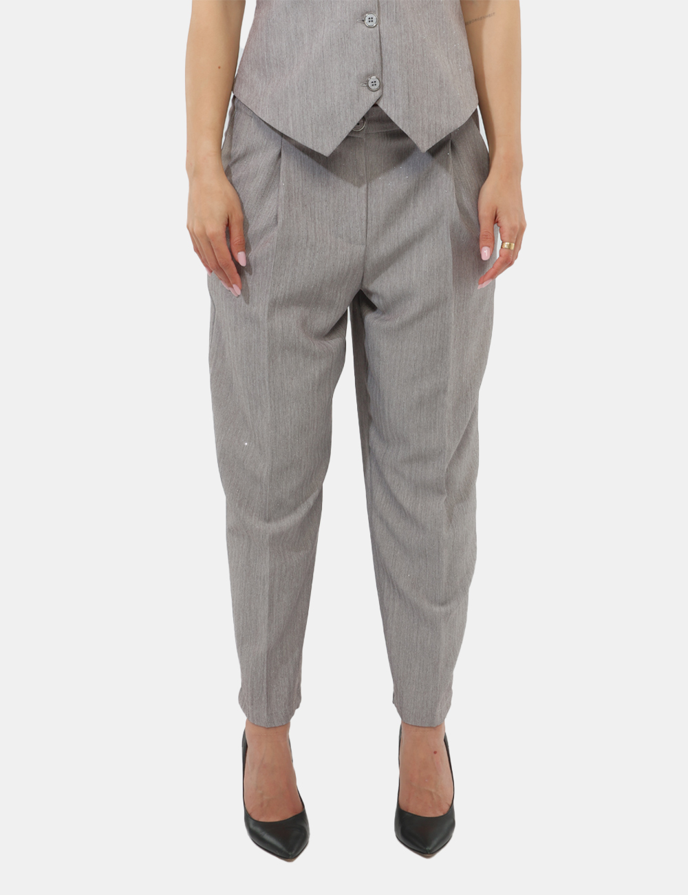 P2207T271-OB_TORTORA_PE26_7 Pantalone Rue De Clerie Grigio - Pantalone RUE DE CLERIE Grigio da donna Il pantalone RUE DE CLERIE grigio da donna è un cap
