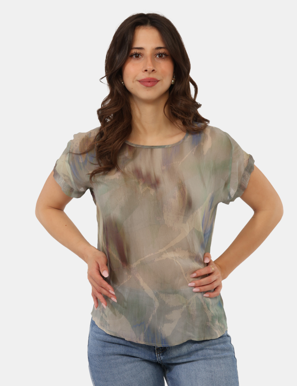 S22XBELEMANS-SB_ARGILLA_PE26_1 Blusa Sandro Ferrone Grigia - Blusa SANDRO FERRONE Grigia da donna Leggera, raffinata e femminile, questa Blusa SANDRO FERRO