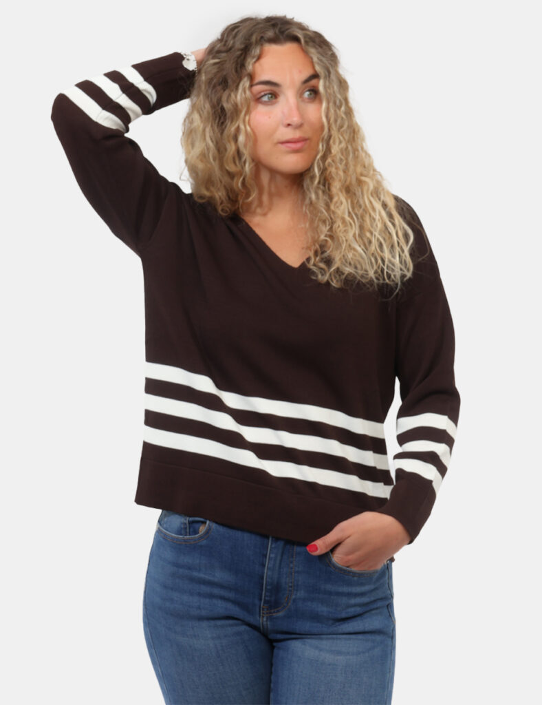 Abbigliamento donna scontato - Maglia Materica Marrone
