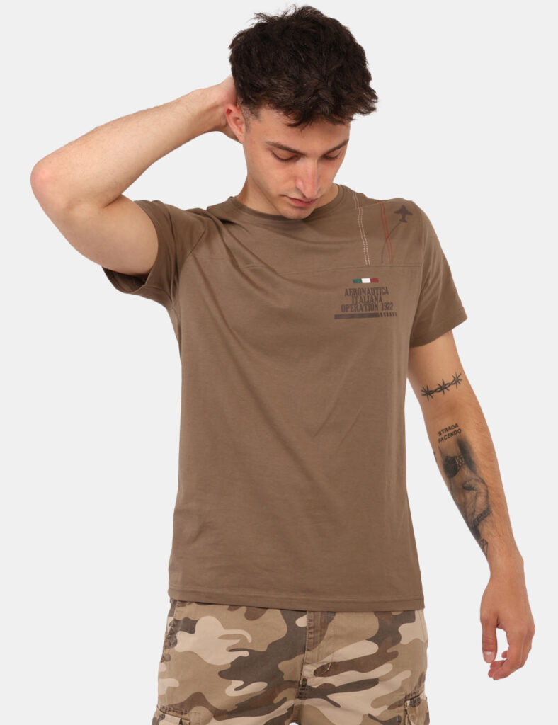 T-shirt Aeronautica Italiana Marrone