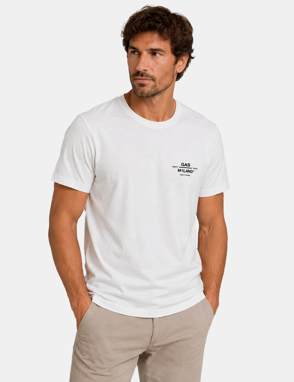 B1469-SCUBA-S-M1L-OB_WHITE_PE26_1 T-shirt Gas Bianca - T-shirt GAS Bianca da Uomo La T-shirt GAS Bianca da uomo è il capo perfetto per chi desidera uno stile