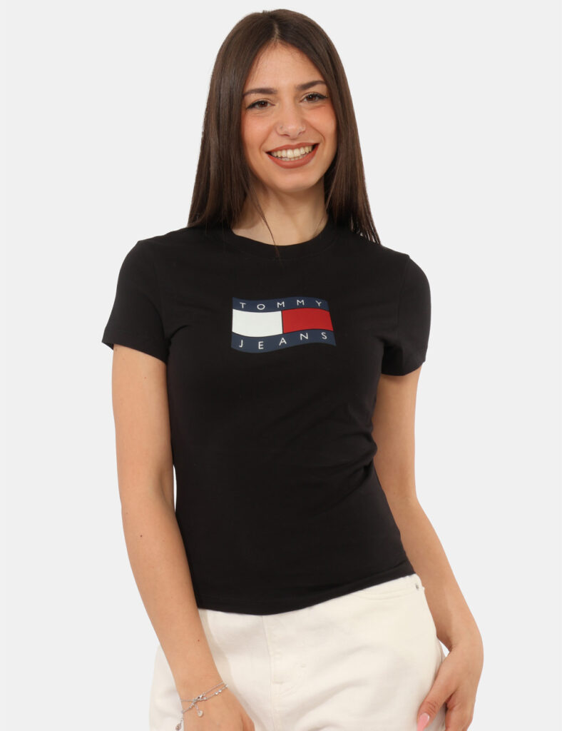 Abbigliamento donna scontato - T-shirt Tommy Hilfiger Nera