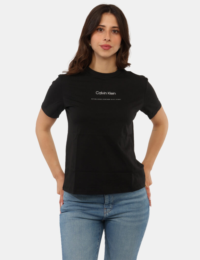 Abbigliamento donna scontato - T-shirt Calvin Klein Nera