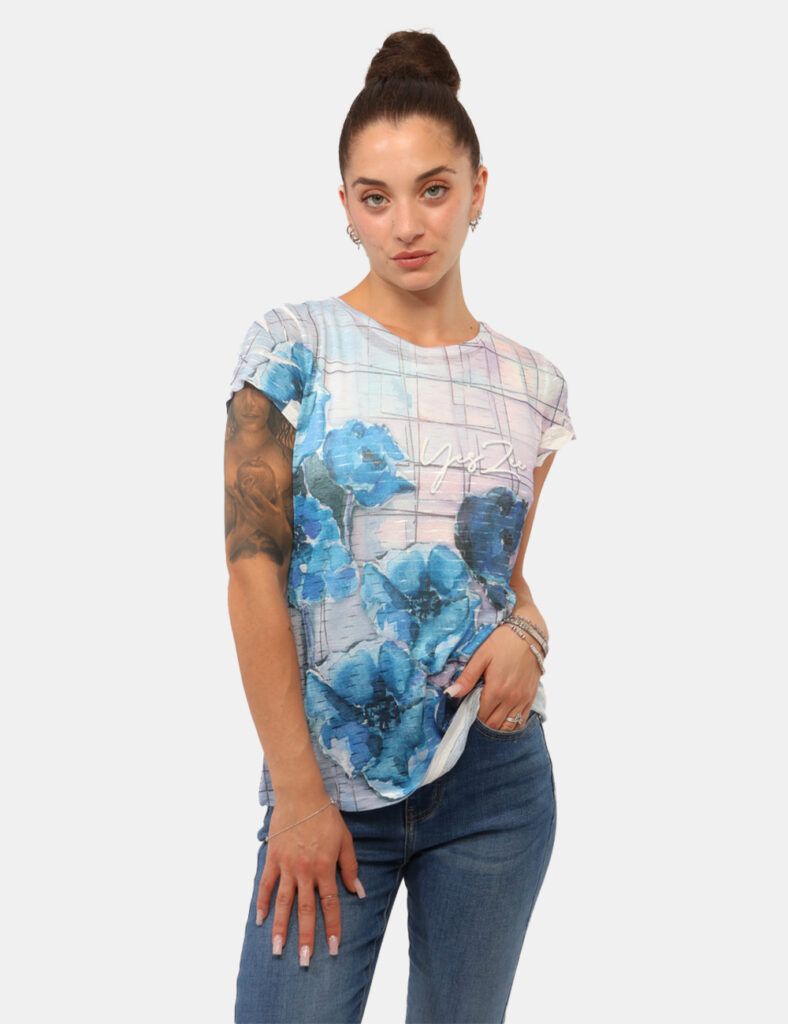 Abbigliamento donna scontato - T-shirt Yes Zee Blu