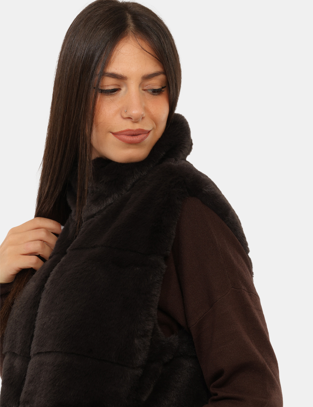 D82493WFURY23-BI-CC_MARRONE_AI26_5 Gilet Save The Duck Marrone tg.S - Gilet Save The Duck da donna Marrone Il Gilet SAVE THE DUCK Marrone è un capospalla versa