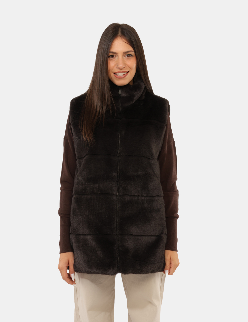 D82493WFURY23-BI-CC_MARRONE_AI26_6 Gilet Save The Duck Marrone tg.S - Gilet Save The Duck da donna Marrone Il Gilet SAVE THE DUCK Marrone è un capospalla versa