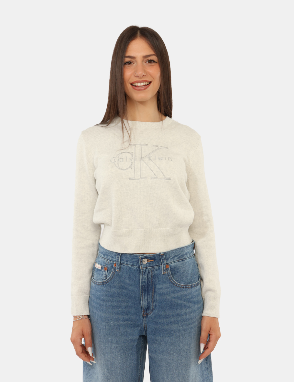 LV047G322G_P74_AI26_6 Maglia Calvin Klein Grigia - Maglia Calvin Klein Grigia da donna La Maglia CALVIN KLEIN Grigia da donna è un capo versatile