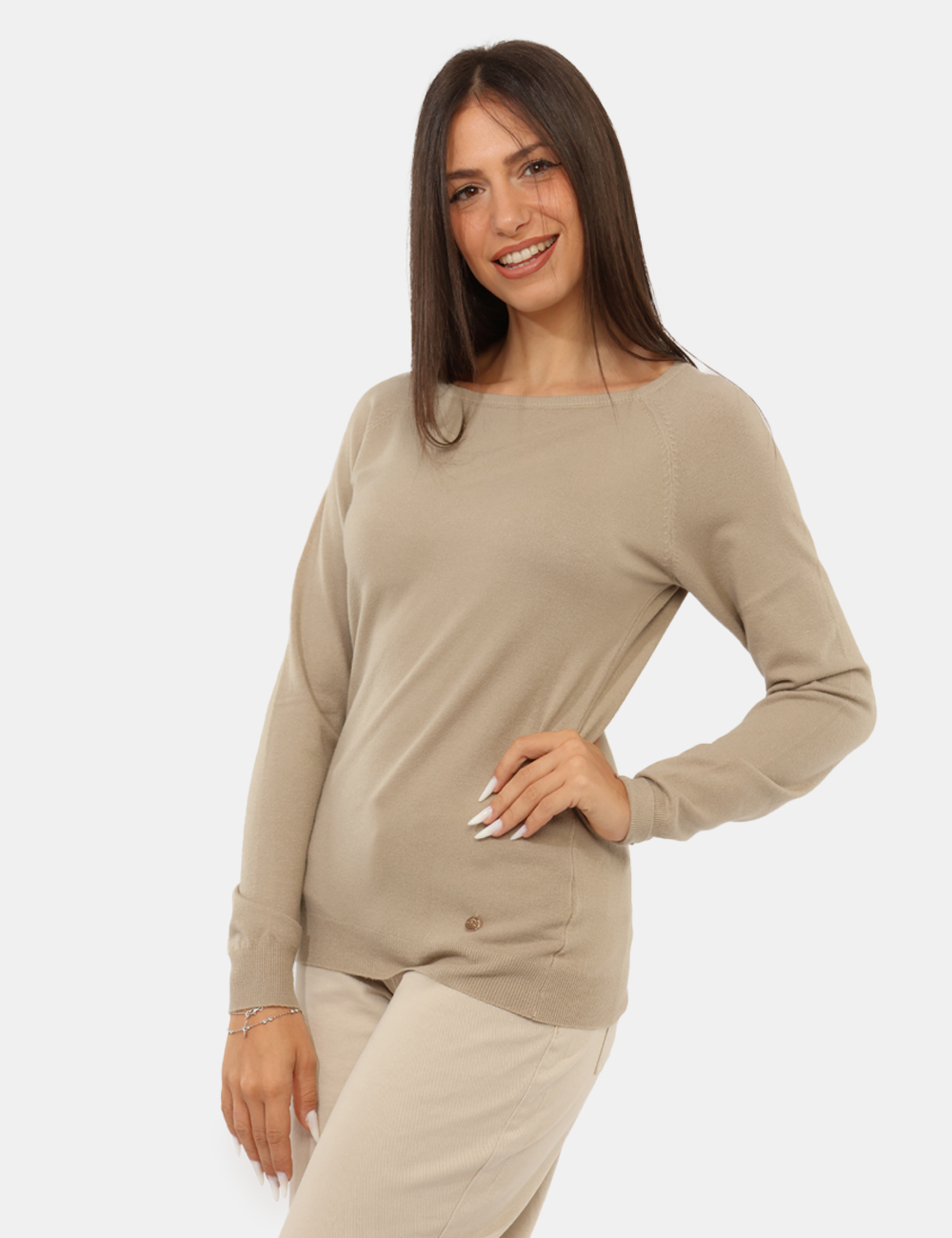 M053-RU00_BEIGE_AI26_01 Maglia Yes Zee Beige - Maglia Yes Zee Beige da donna La Maglia YES ZEE Beige è un capo femminile e versatile, pensato per ac