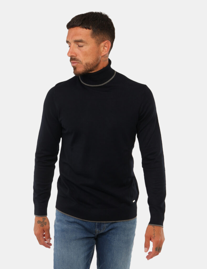 Lupetto da uomo maglia a collo alta scontata dolcevita - Maglia Goha Blu