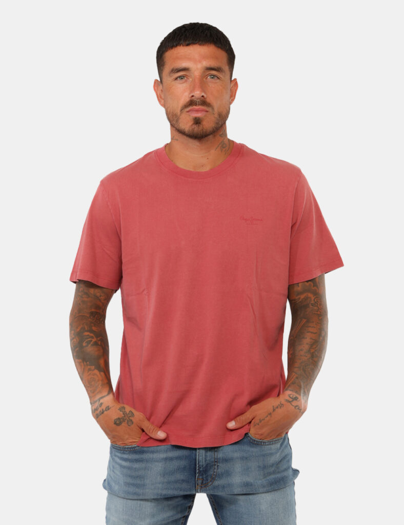 t-shirt in cotone uomo scontata - T-shirt Pepe Jeans Rossa