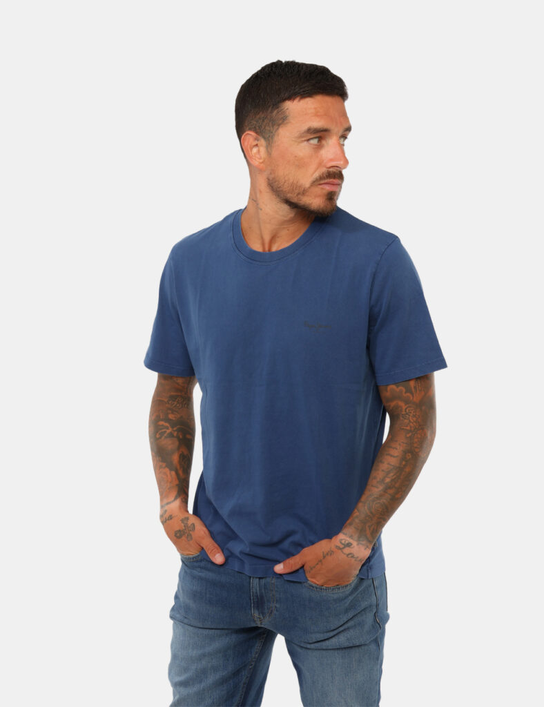 t-shirt in cotone uomo scontata - T-shirt Pepe Jeans Blu