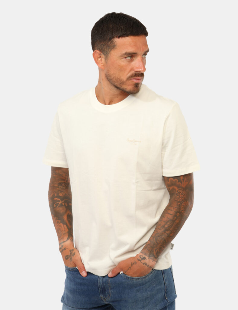 t-shirt in cotone uomo scontata - T-shirt Pepe Jeans Bianca
